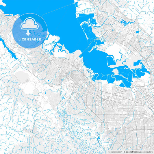 Rich detailed vector map of Palo Alto, California, USA