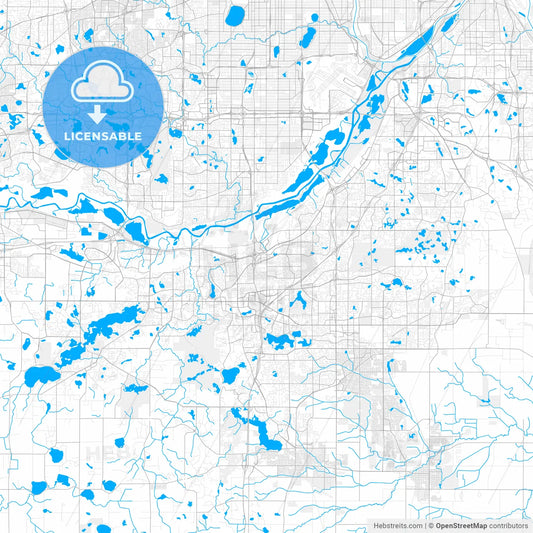 Rich detailed vector map of Burnsville, Minnesota, USA