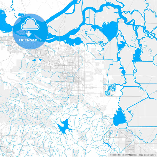 Rich detailed vector map of Brentwood, California, USA