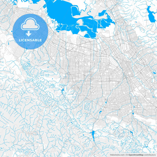 Rich detailed vector map of Cupertino, California, USA