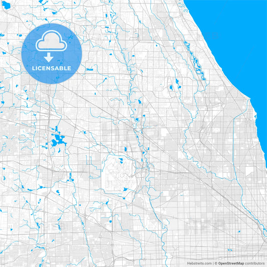 Rich detailed vector map of Des Plaines, Illinois, USA