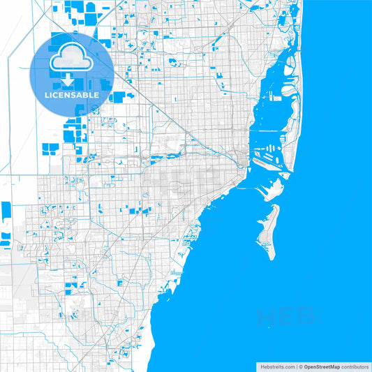 Rich detailed vector map of Coral Gables, Florida, United States of America