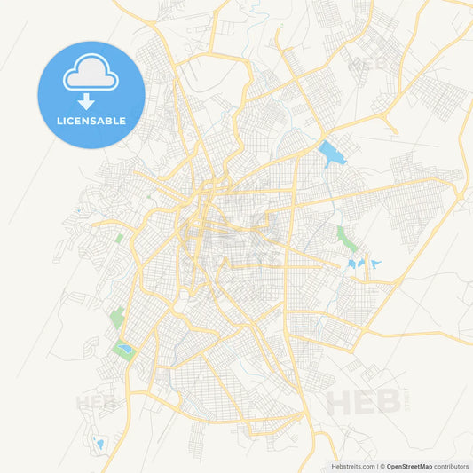 Printable street map of Montes Claros, Brazil