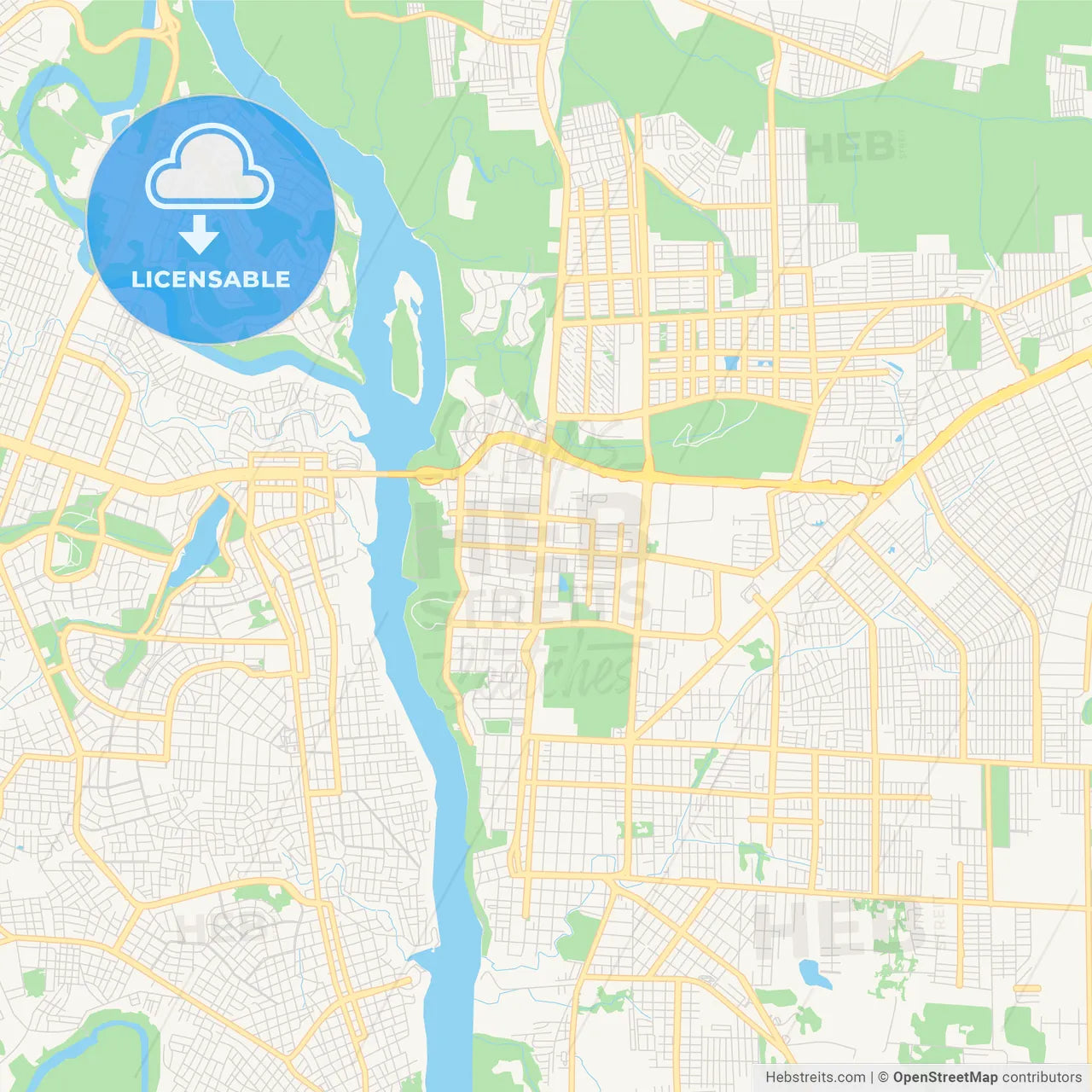 Printable street map of Foz do Iguacu, Brazil