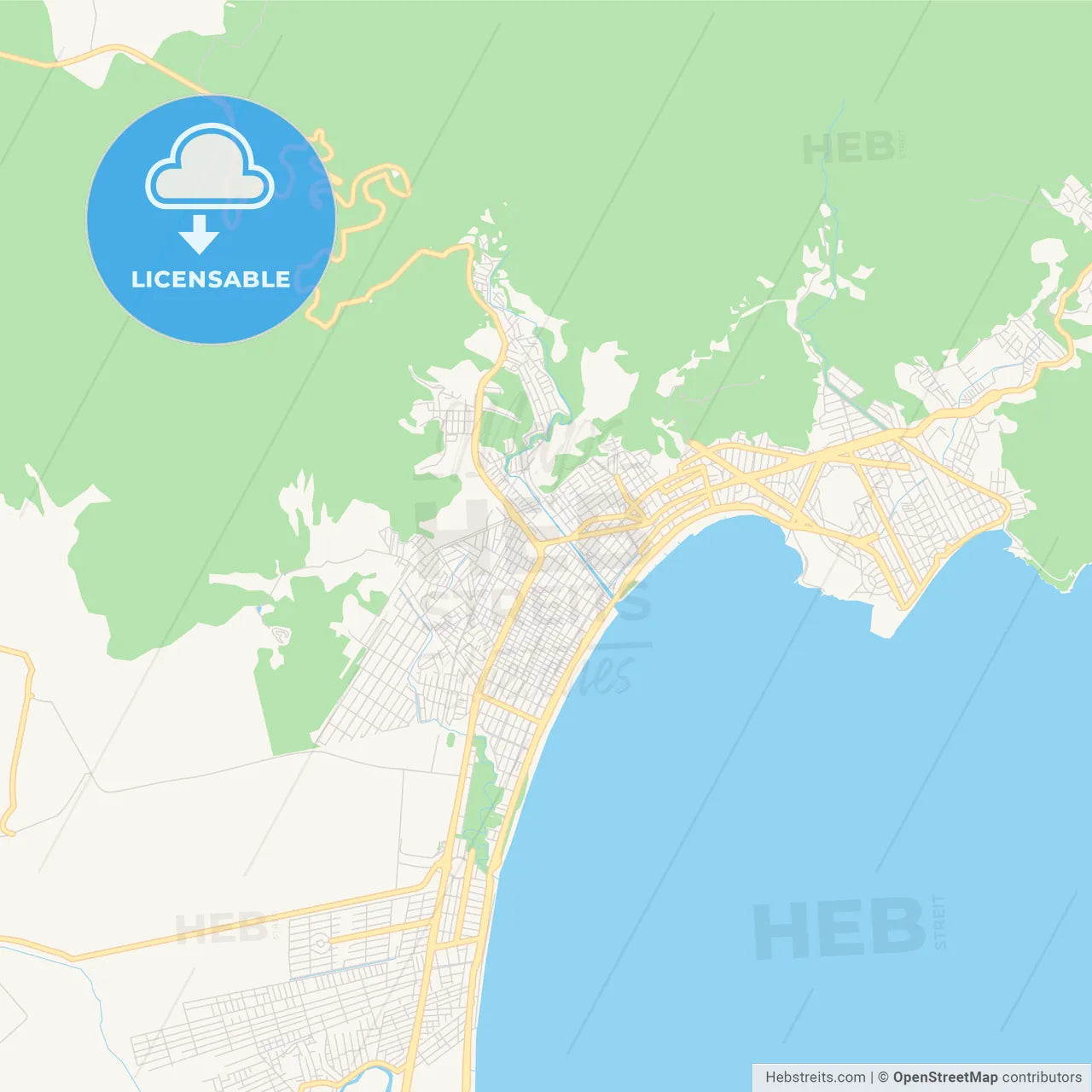 Printable street map of Caraguatatuba, Brazil