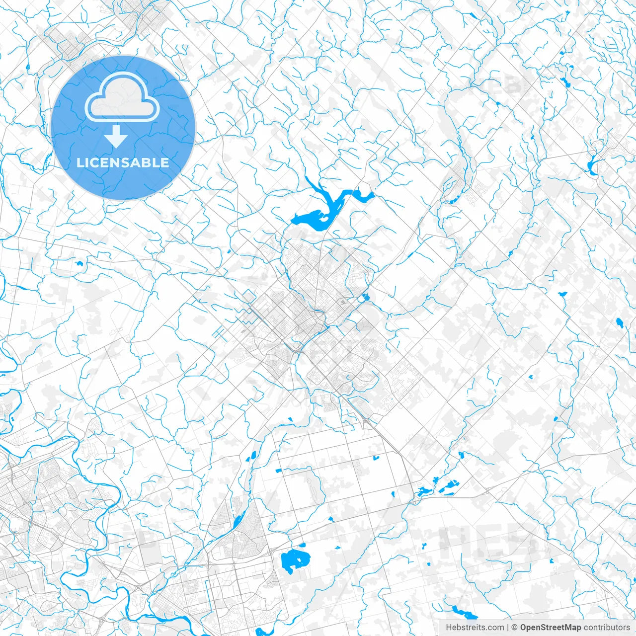 Rich detailed vector map of Guelph, Ontario, Canada