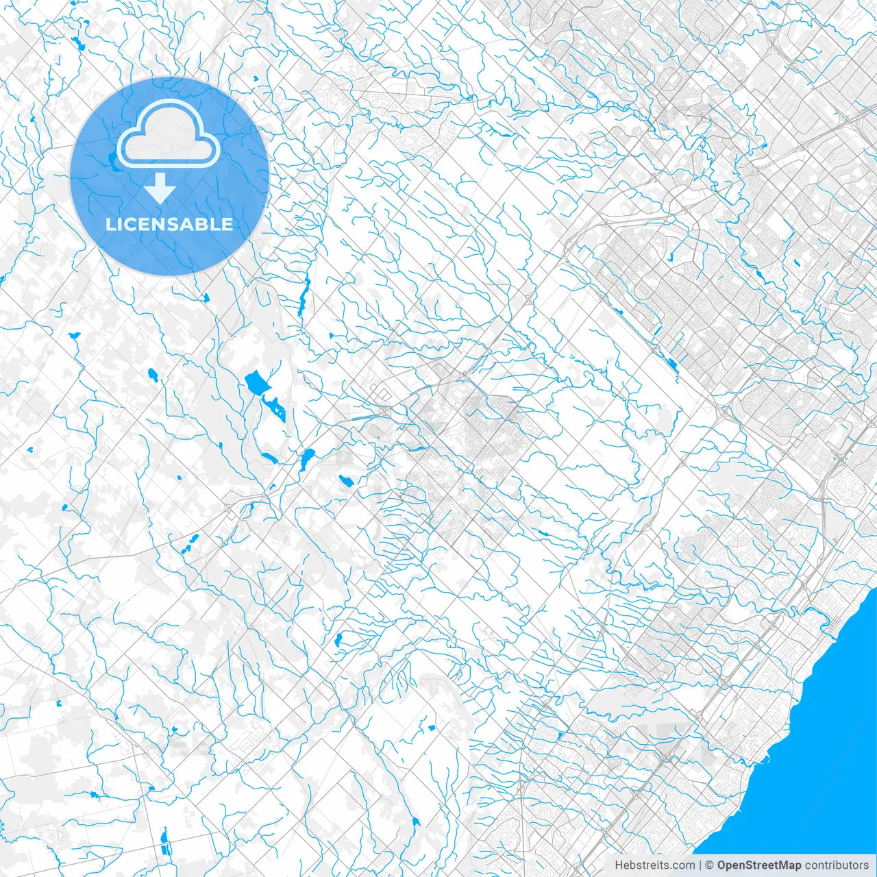 Rich detailed vector map of Milton, Ontario, Canada
