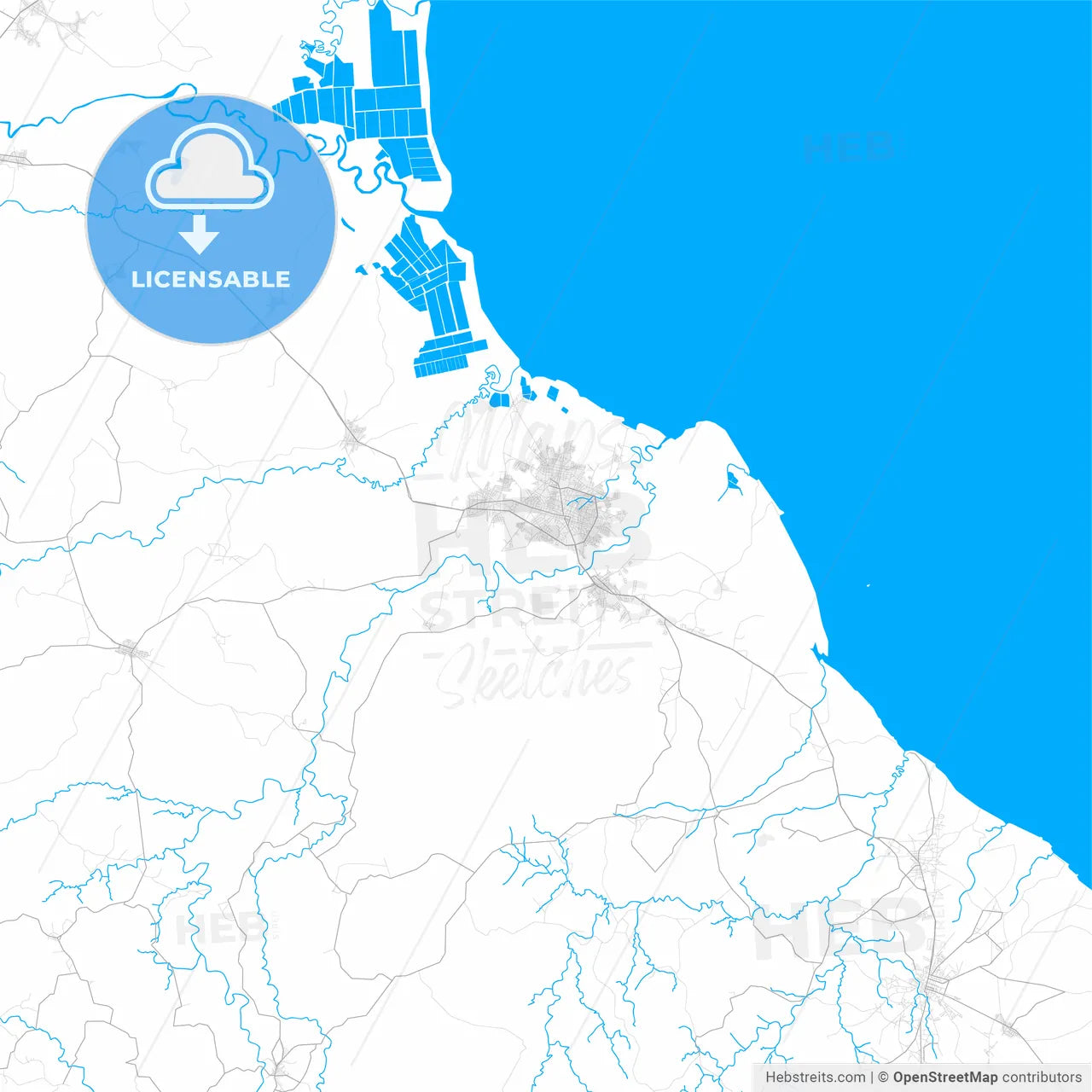 Rich detailed vector map of Chitré, Herrera, Panama