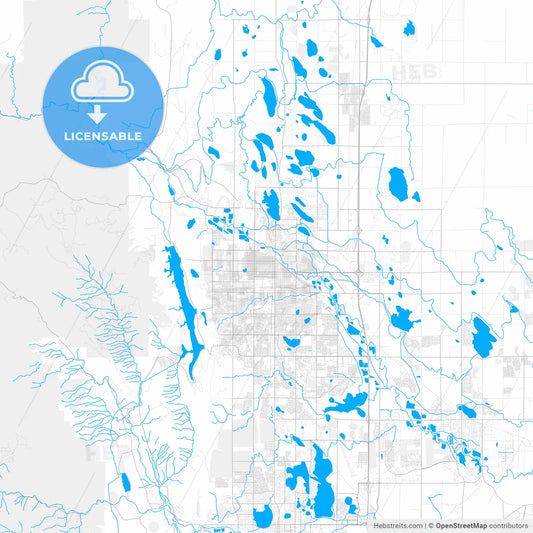 Rich detailed vector map of Fort Collins, Colorado, USA