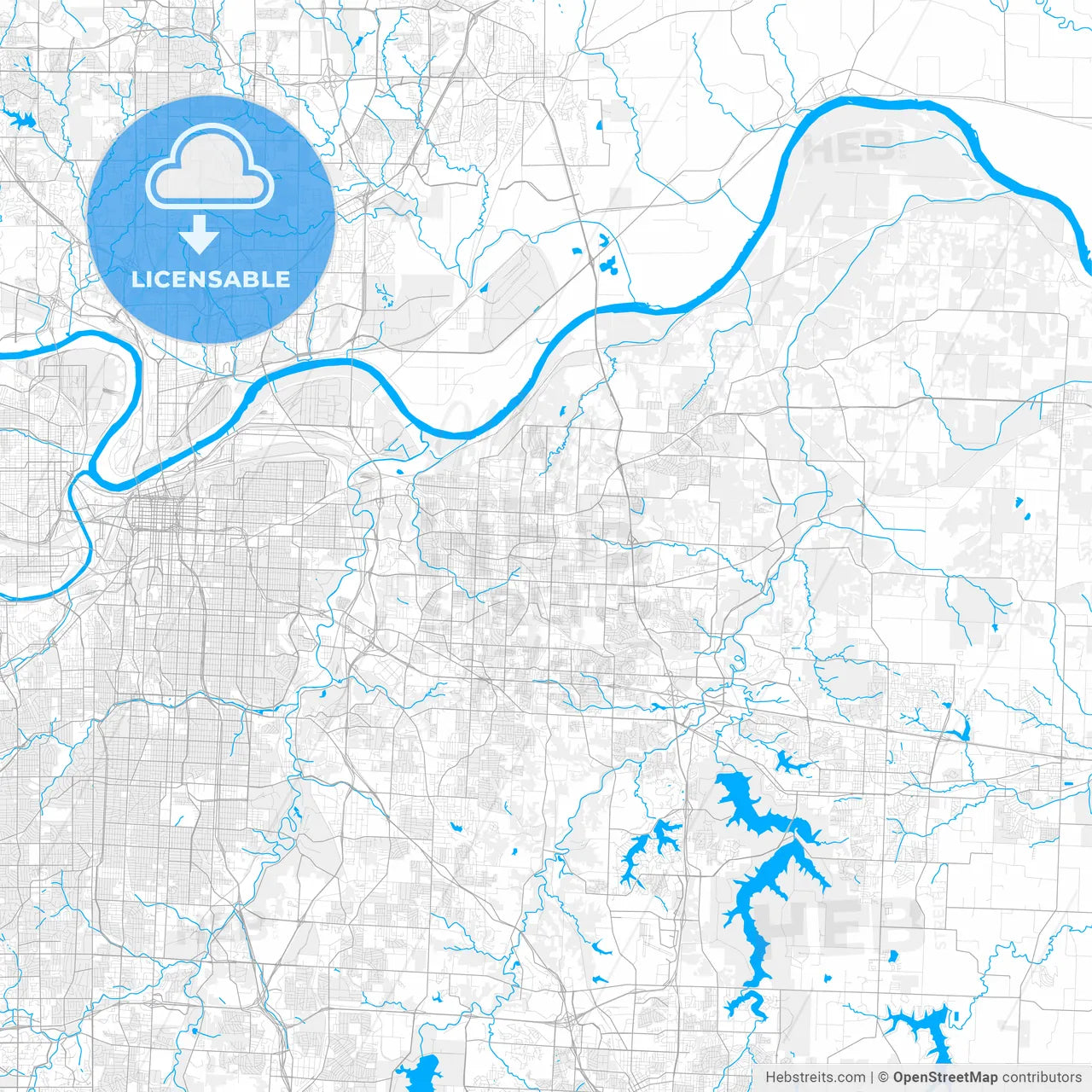 Rich detailed vector map of Independence, Missouri, USA