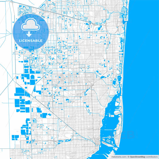 Rich detailed vector map of Miami Gardens, Florida, USA