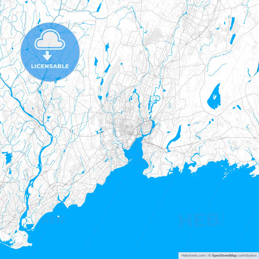 Rich detailed vector map of New Haven, Connecticut, USA