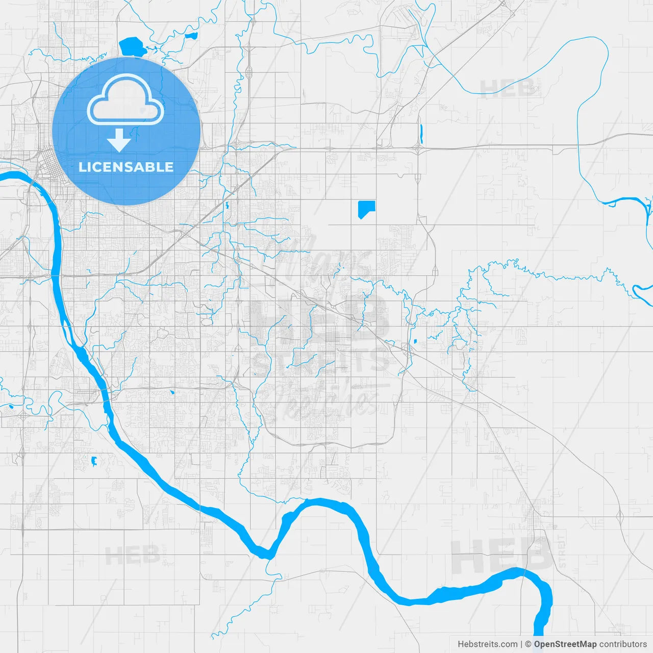 Rich detailed vector map of Broken Arrow, Oklahoma, USA