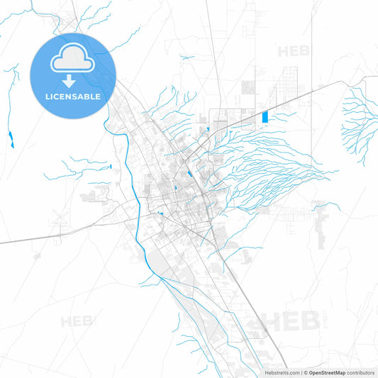 Rich detailed vector map of Las Cruces, New Mexico, USA