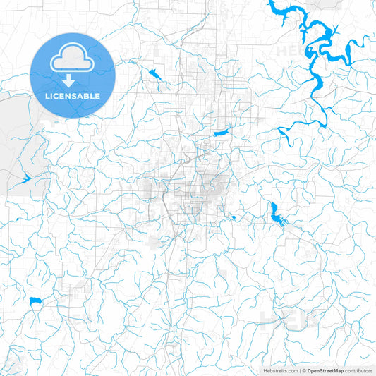Rich detailed vector map of Fayetteville, Arkansas, USA