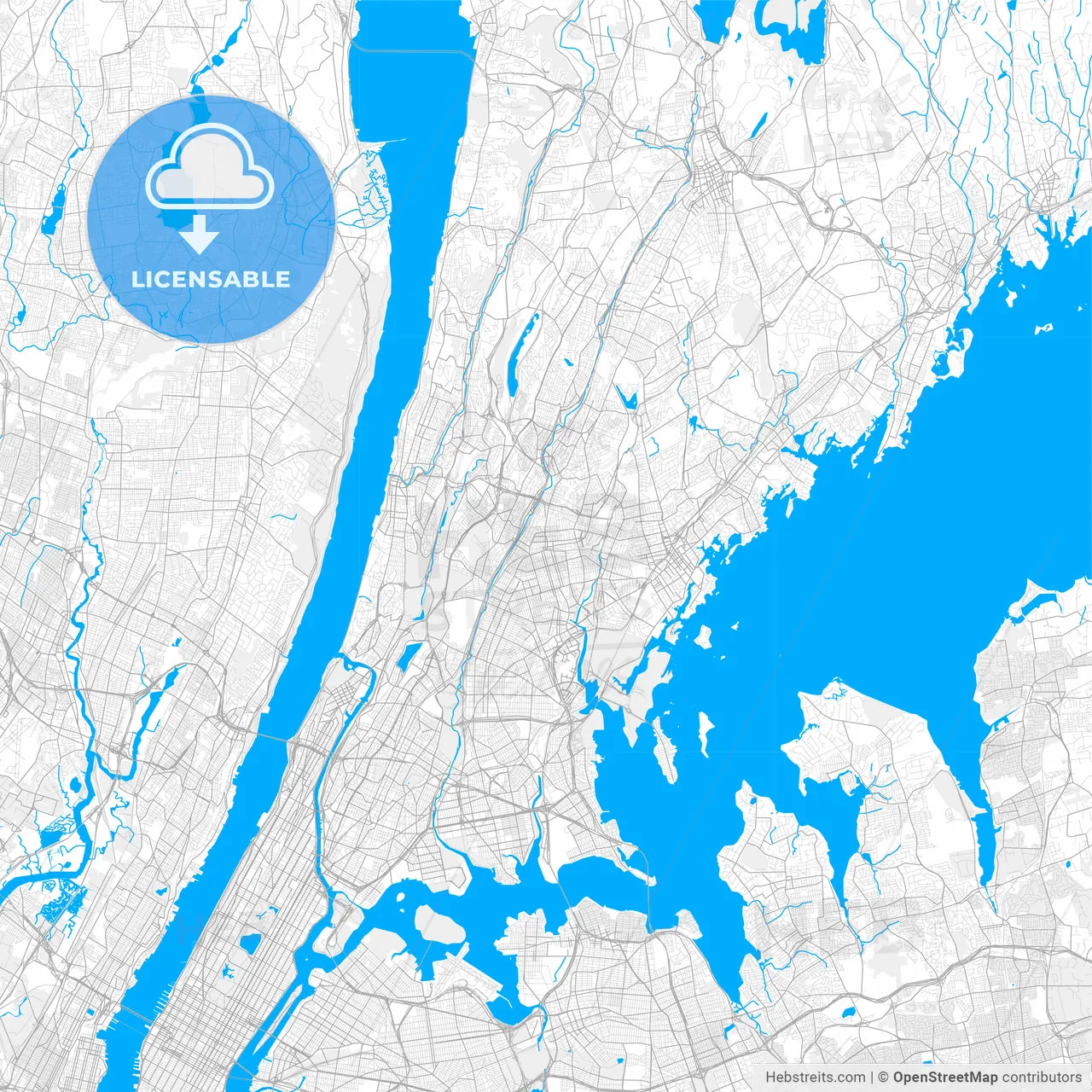 Rich detailed vector map of Mount Vernon, New York, USA