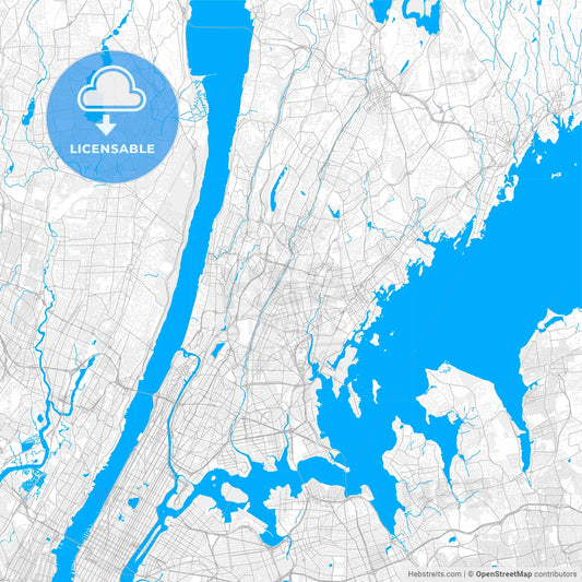 Rich detailed vector map of Mount Vernon, New York, USA