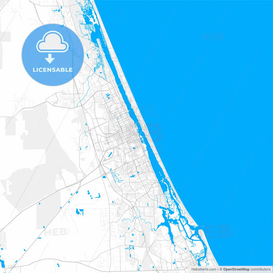 Rich detailed vector map of Daytona Beach, Florida, USA
