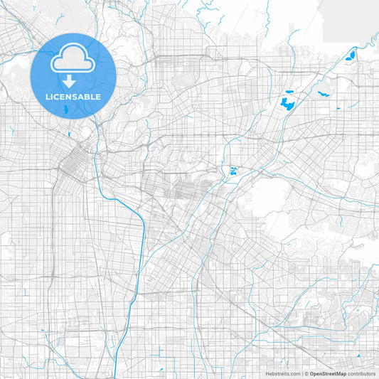 Rich detailed vector map of Montebello, California, USA