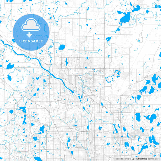 Rich detailed vector map of Coon Rapids, Minnesota, USA