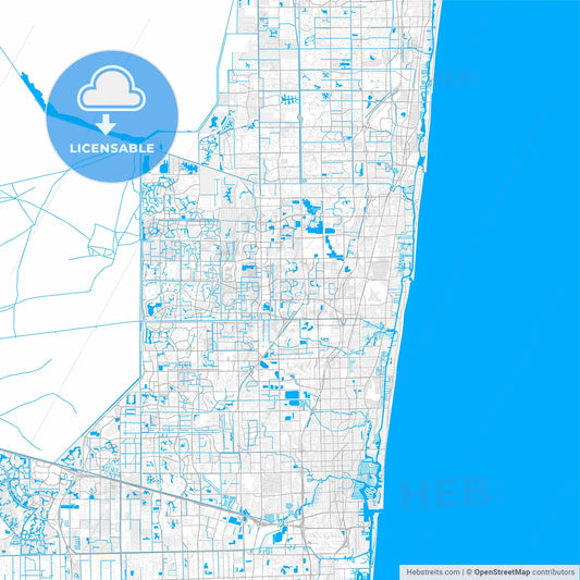 Rich detailed vector map of Coconut Creek, Florida, USA