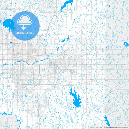 Rich detailed vector map of Midwest City, Oklahoma, USA