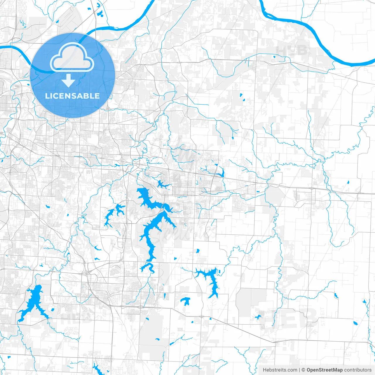 Rich detailed vector map of Blue Springs, Missouri, USA