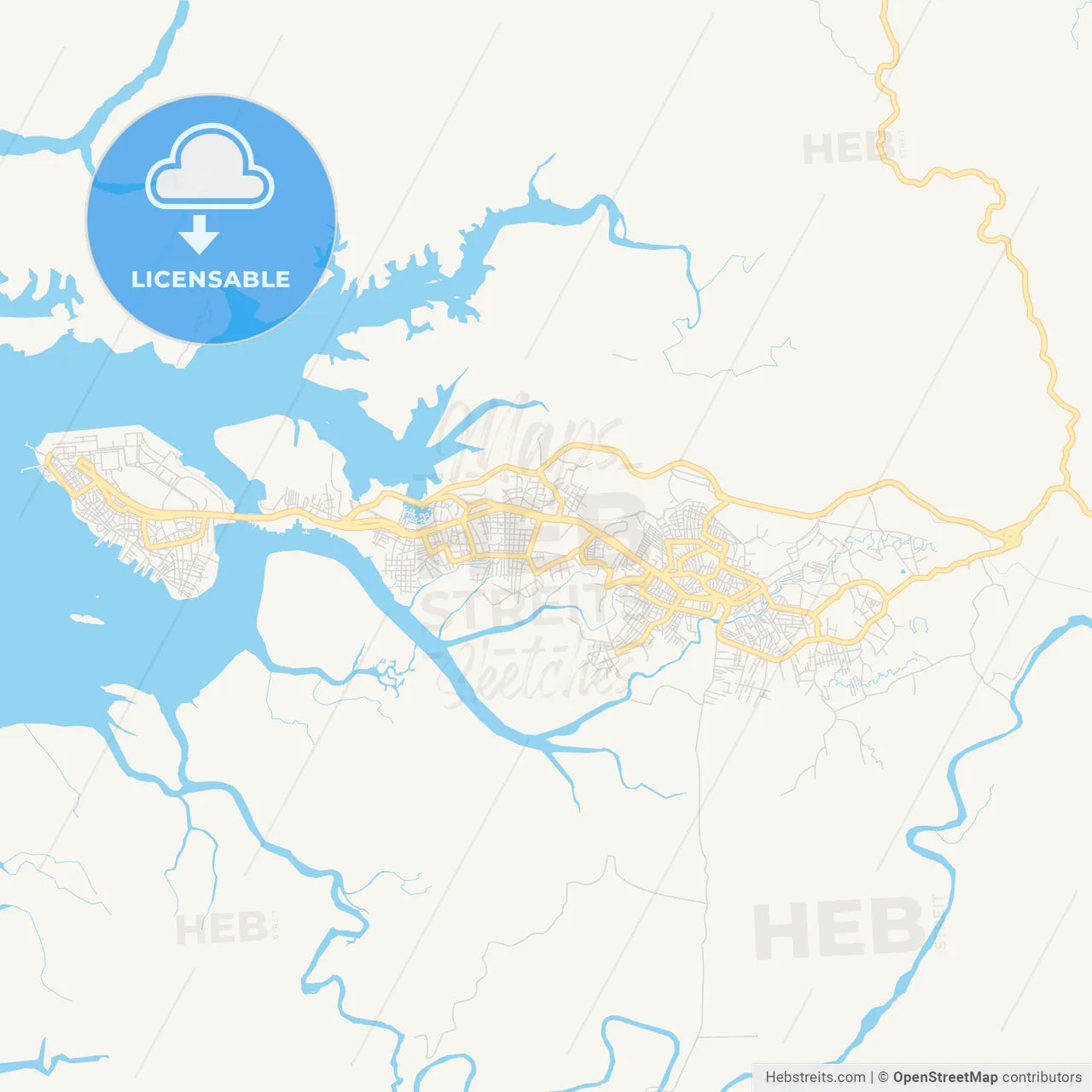 Printable street map of Buenaventura, Colombia