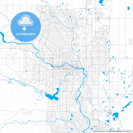 Rich detailed vector map of Calgary, Alberta, Canada