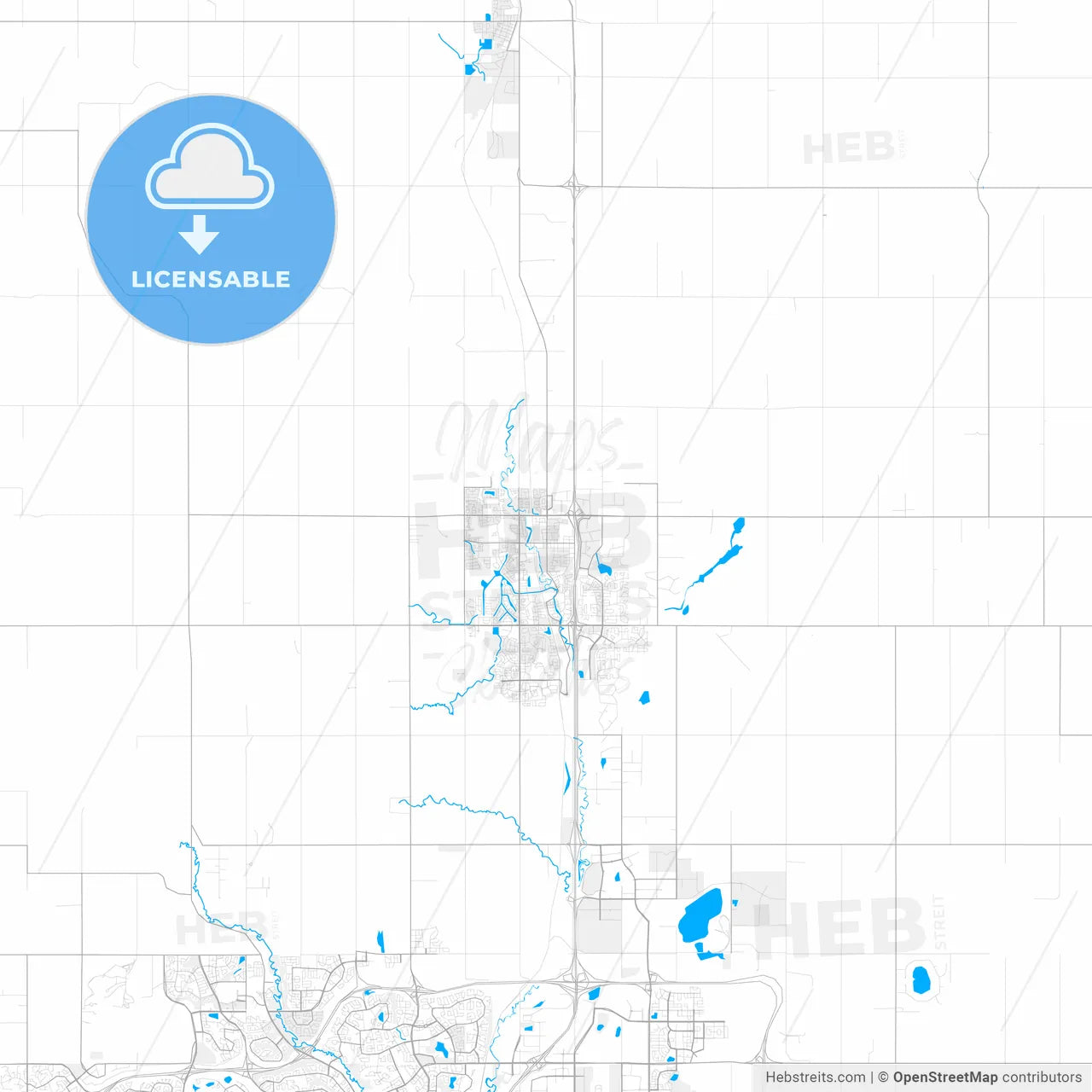 Rich detailed vector map of Airdrie, Alberta, Canada