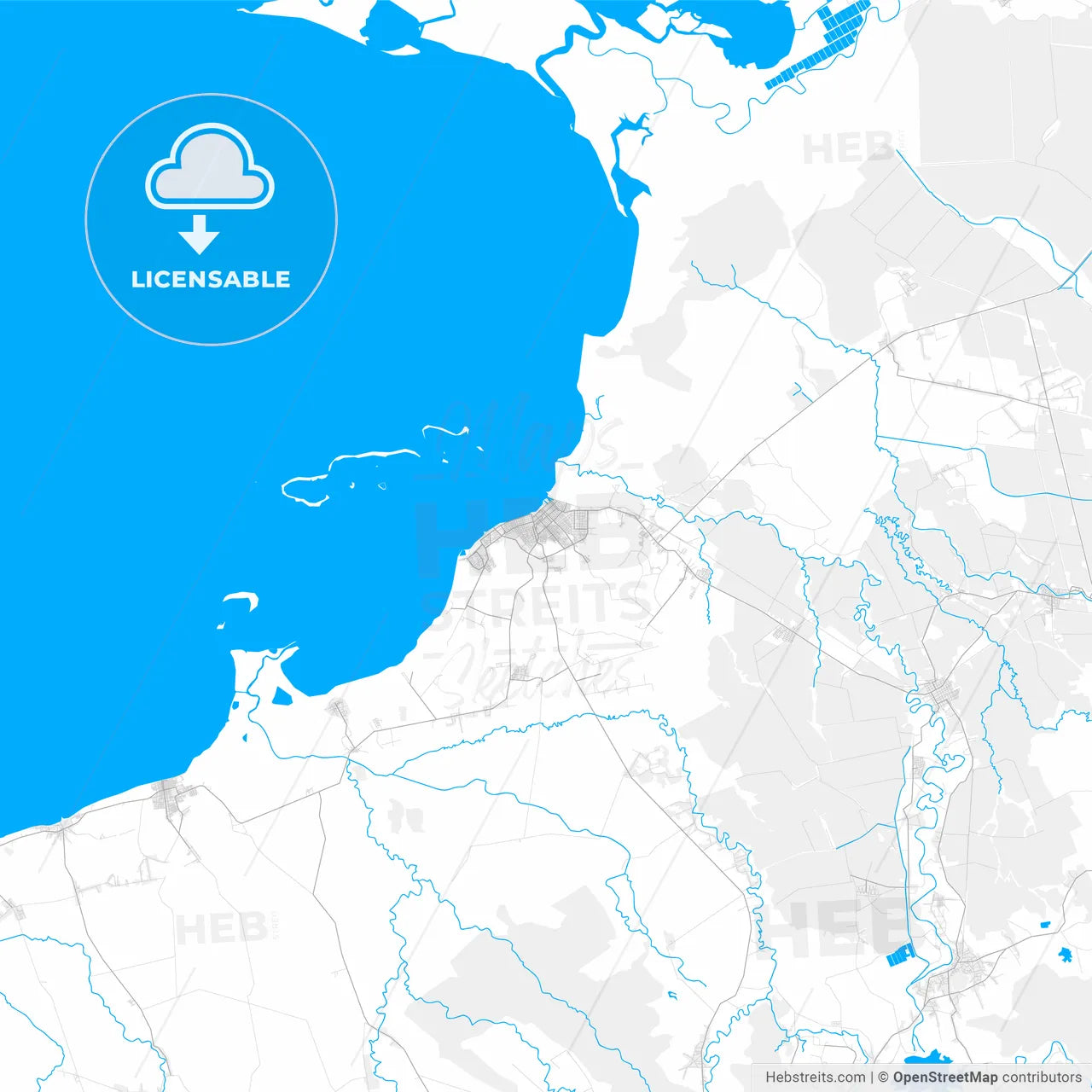 Rich detailed vector map of Manzanillo, Granma, Cuba