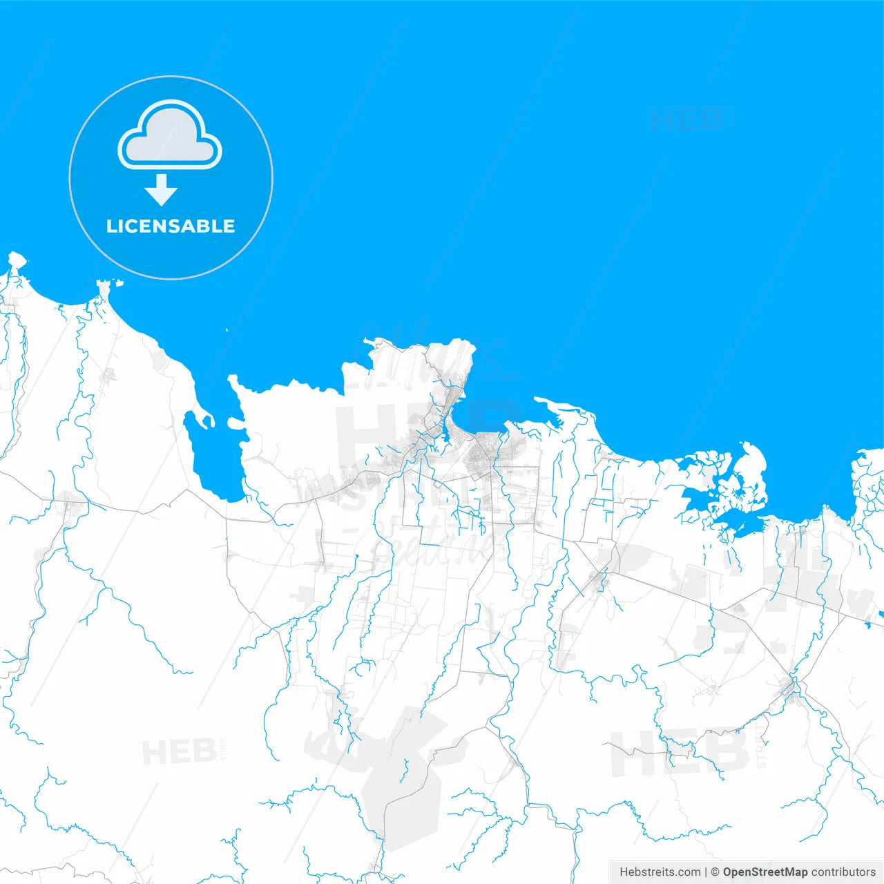 Rich detailed vector map of Cap-Haïtien, Nord, Haiti