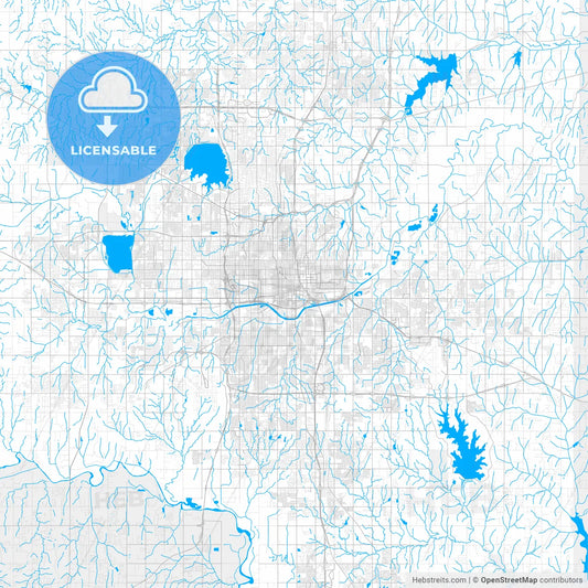Rich detailed vector map of Oklahoma City, Oklahoma, U.S.A.