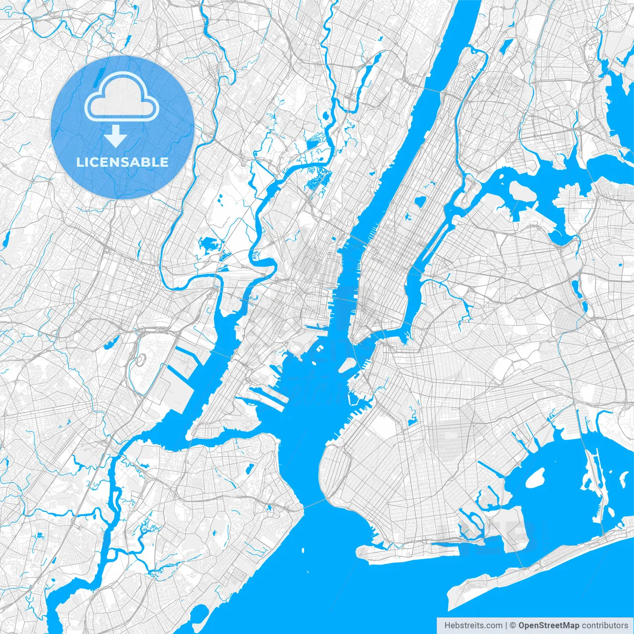 Rich detailed vector map of Jersey City, New Jersey, U.S.A.
