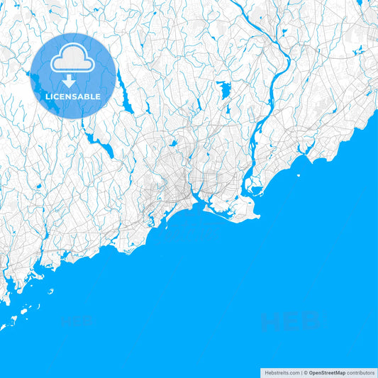 Rich detailed vector map of Bridgeport, Connecticut, USA