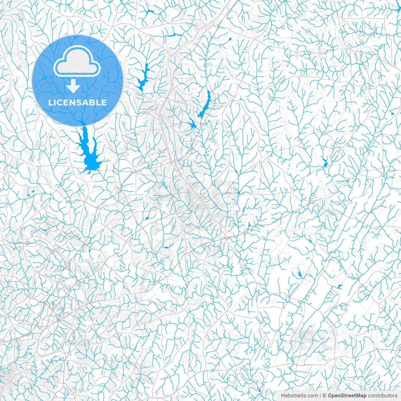 Rich detailed vector map of Concord, North Carolina, USA