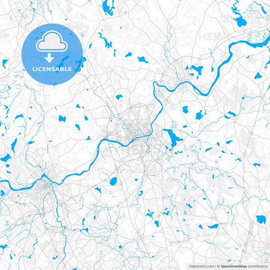 Rich detailed vector map of Lawrence, Massachusetts, USA
