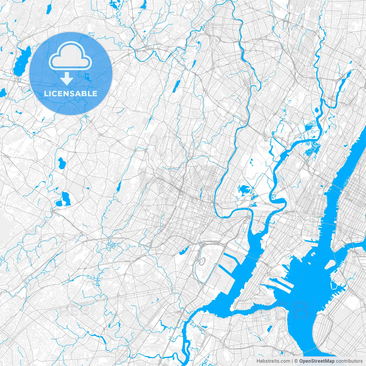 Rich detailed vector map of East Orange, New Jersey, USA