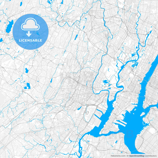 Rich detailed vector map of East Orange, New Jersey, USA