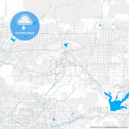 Rich detailed vector map of Diamond Bar, California, USA