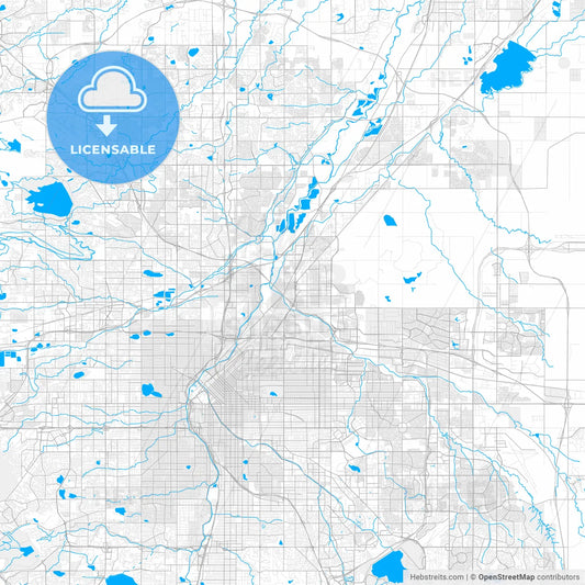 Rich detailed vector map of Commerce City, Colorado, USA