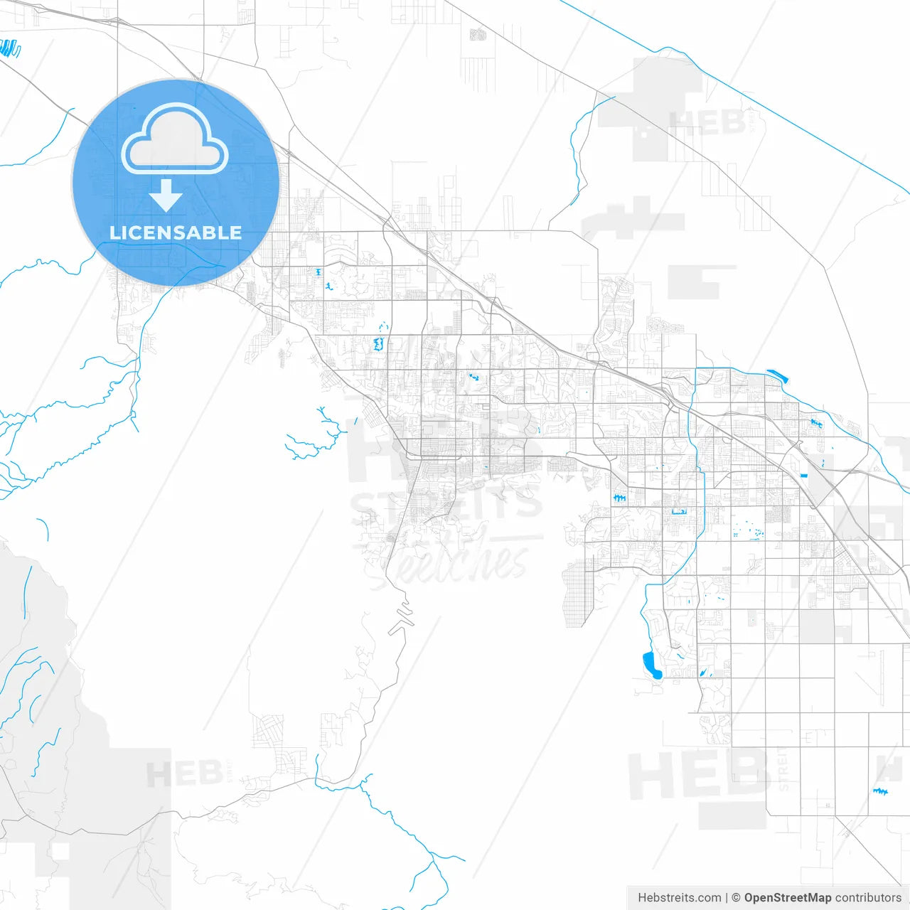 Rich detailed vector map of Palm Desert, California, United States of America