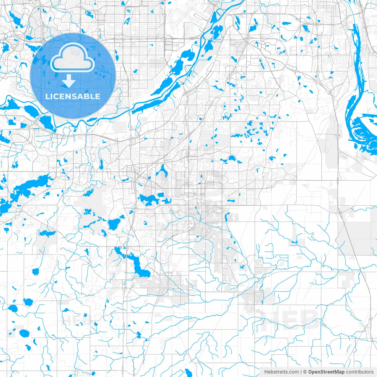 Rich detailed vector map of Apple Valley, Minnesota, United States of America