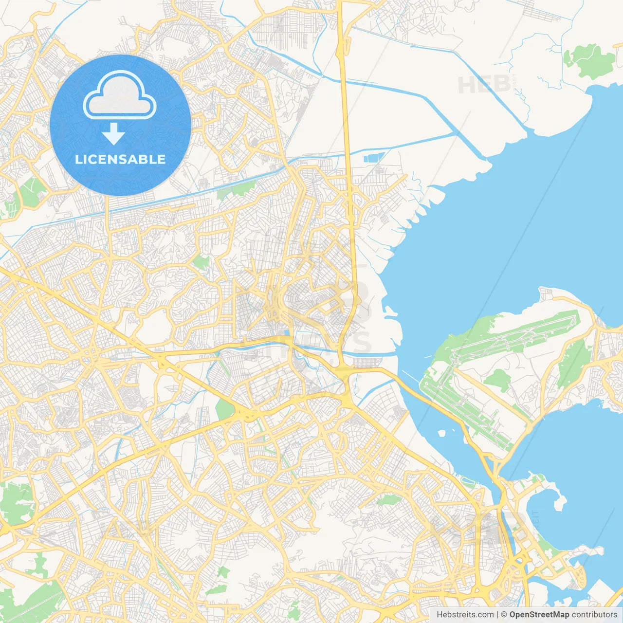 Printable street map of Duque de Caxias, Brazil
