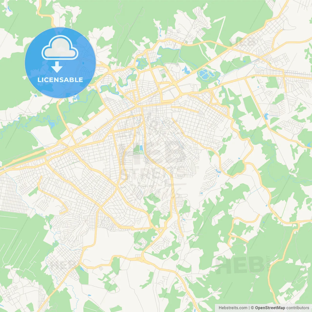 Printable street map of Mogi das Cruzes, Brazil