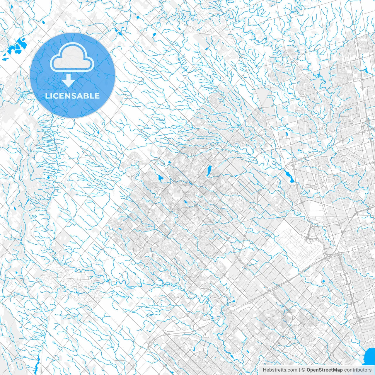 Rich detailed vector map of Brampton, Ontario, Canada