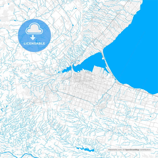 Rich detailed vector map of Hamilton, Ontario, Canada