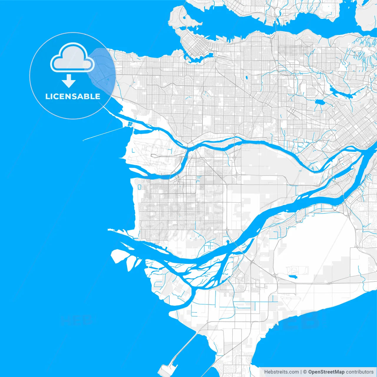 Rich detailed vector map of Richmond, British Columbia, Canada