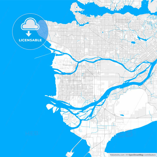 Rich detailed vector map of Richmond, British Columbia, Canada