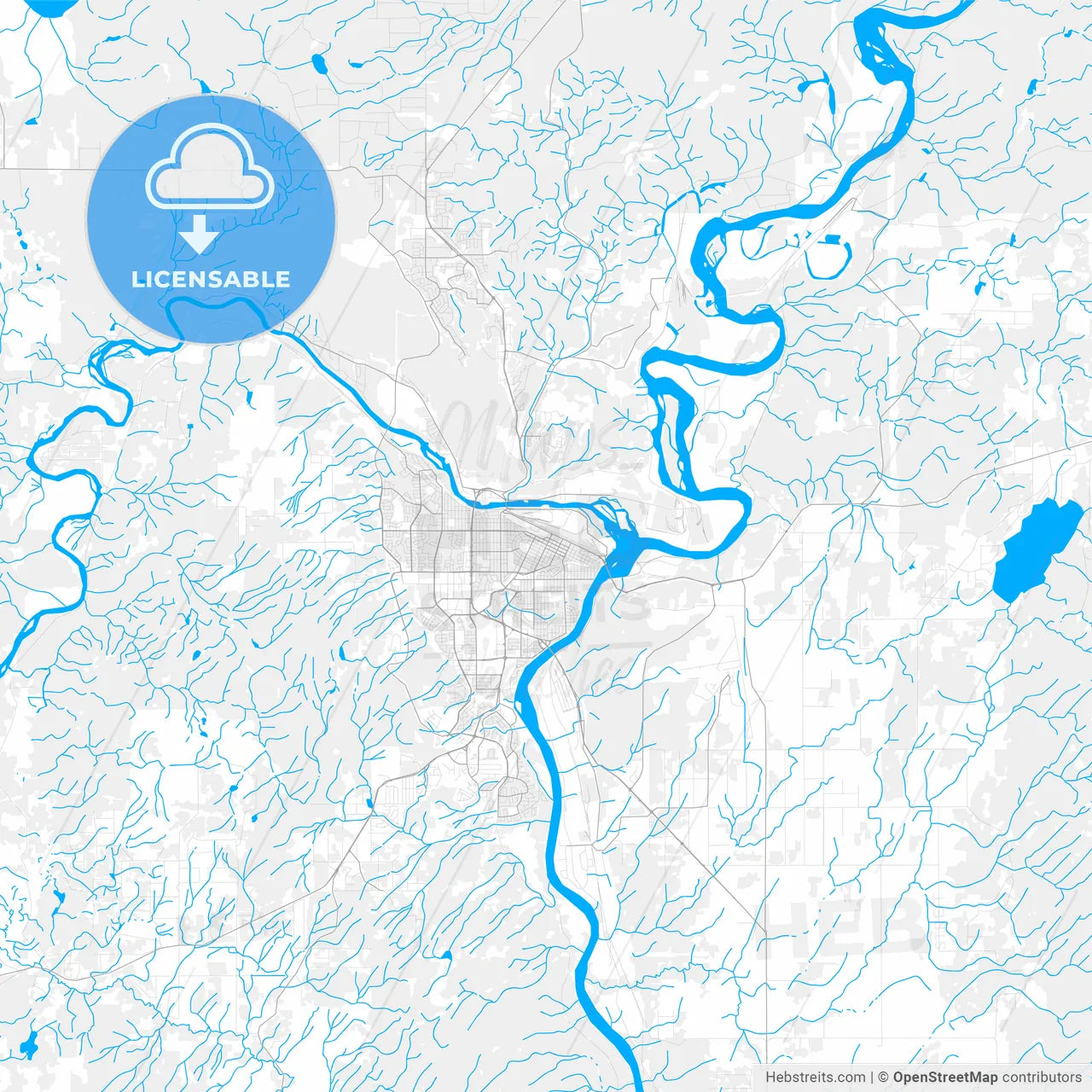 Rich detailed vector map of Prince George, British Columbia, Canada